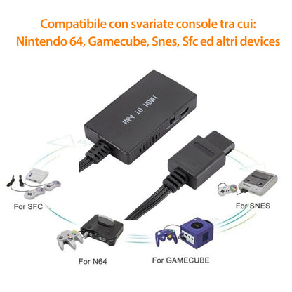 HDMI Video Adapter for Super Nintendo, Nintendo 64, Gamecube and SFC - Relive classic games on modern TVs